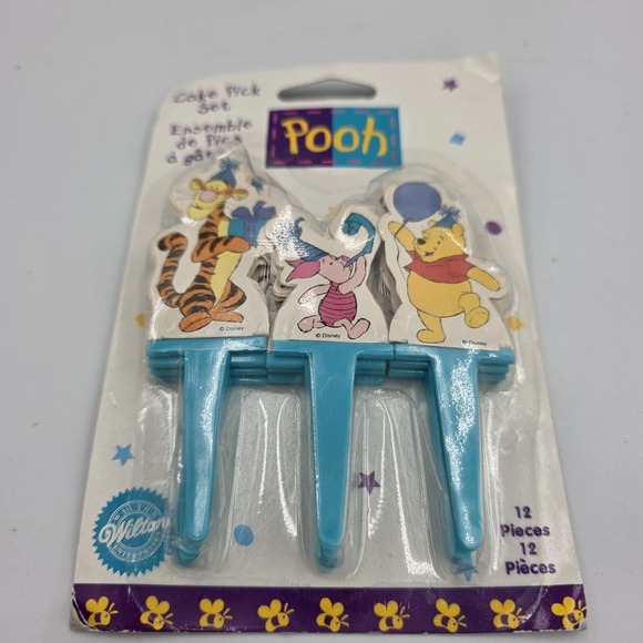 Wilton Winnie The Pooh Cake Pick Set 12 Cupcake Decorations Piglet Tigger 1997 - Picture 4 of 4
